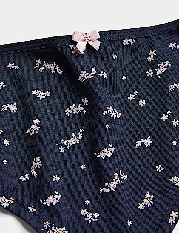 5pk Cotton Lycra&reg; Daisy Print Low Rise Shorts
