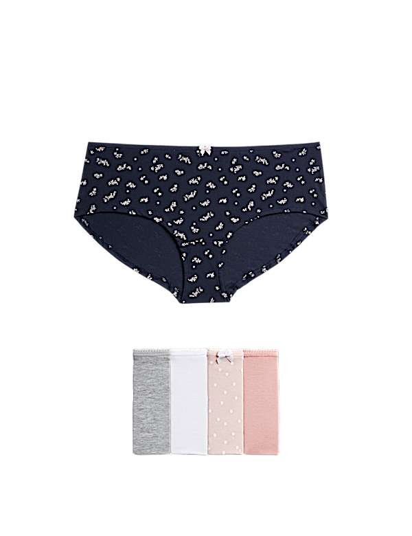 5pk Cotton Lycra&reg; Daisy Print Low Rise Shorts