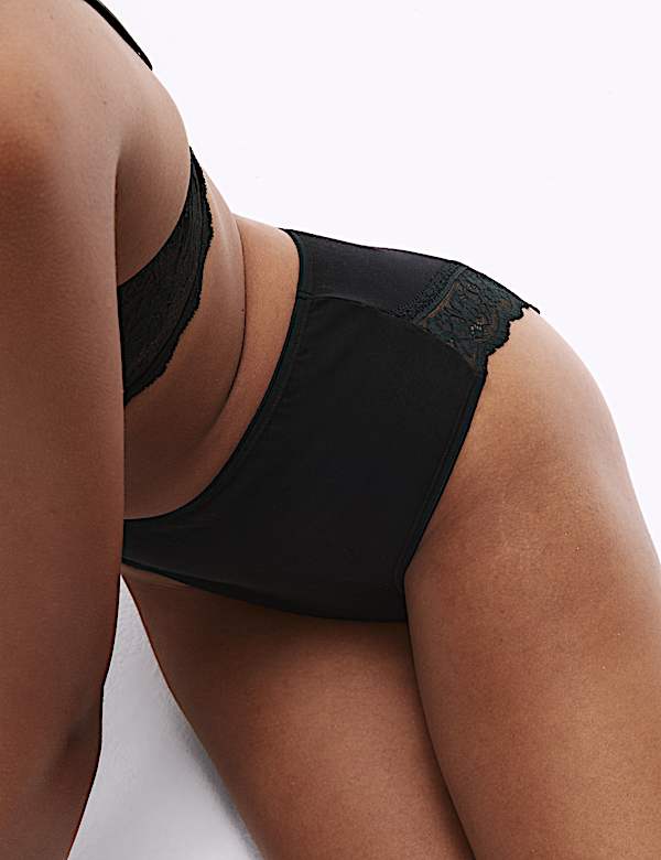 5pk Cotton & Lace High Waisted Brazilian Knickers