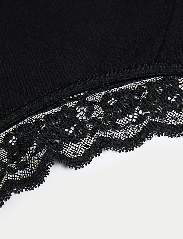5pk Cotton & Lace High Waisted Brazilian Knickers