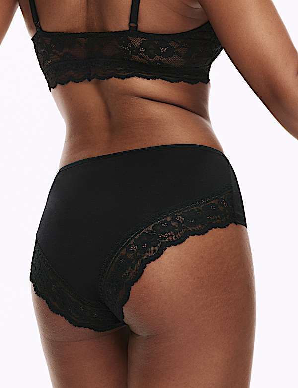 5pk Cotton & Lace High Waisted Brazilian Knickers - NO