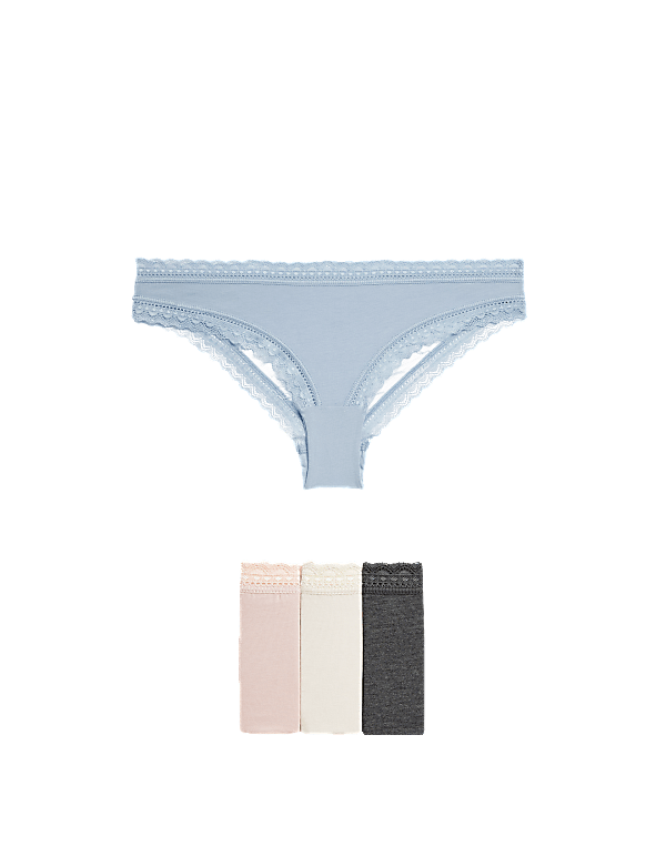 4pk Modal & Lace Brazillian Knickers