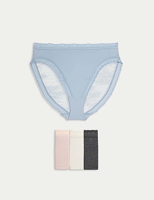 4pk Modal & Lace High Waisted High Leg Knickers