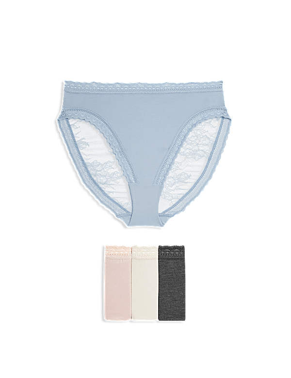 4pk Modal & Lace High Waisted High Leg Knickers