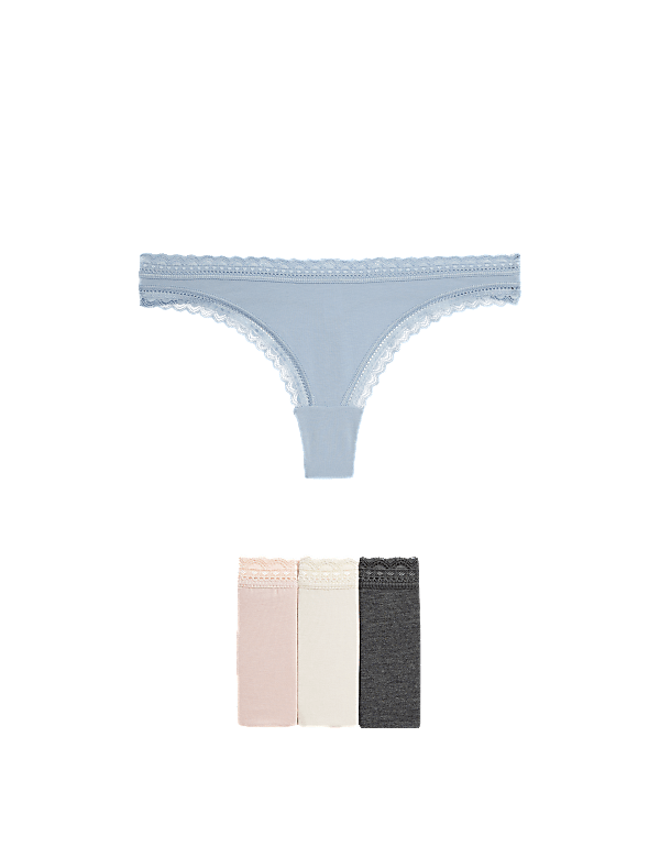 4pk Modal & Lace Thongs