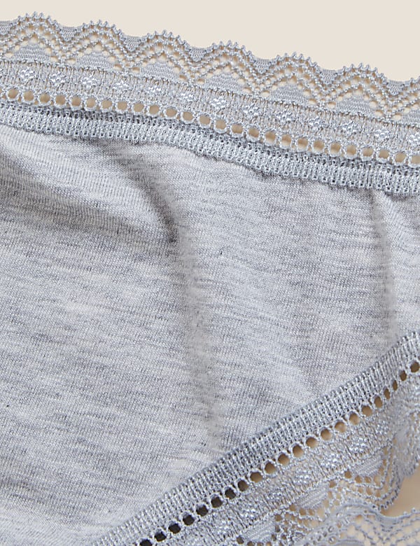 5pk Cotton Modal Blend & Lace Thongs