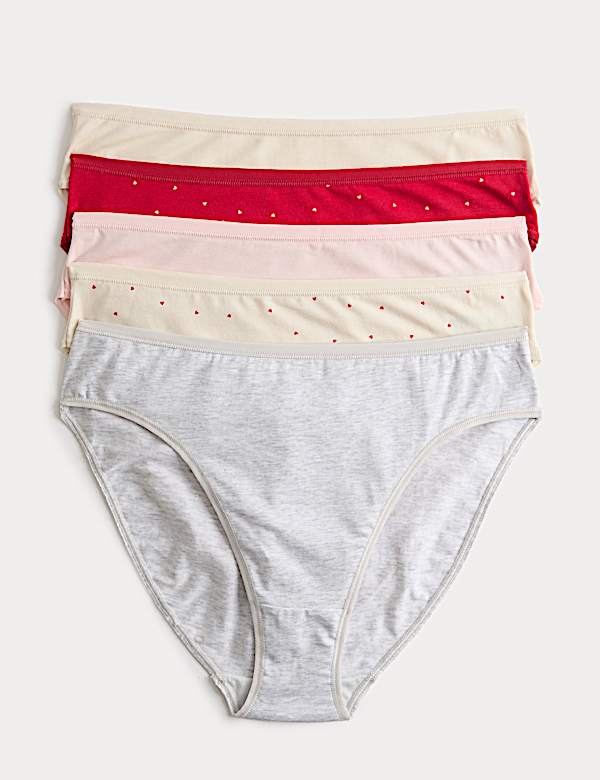 5pk Cotton Modal High Leg Knickers
