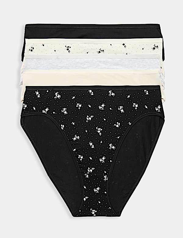 5pk Cotton Modal High Waisted High Leg Knickers