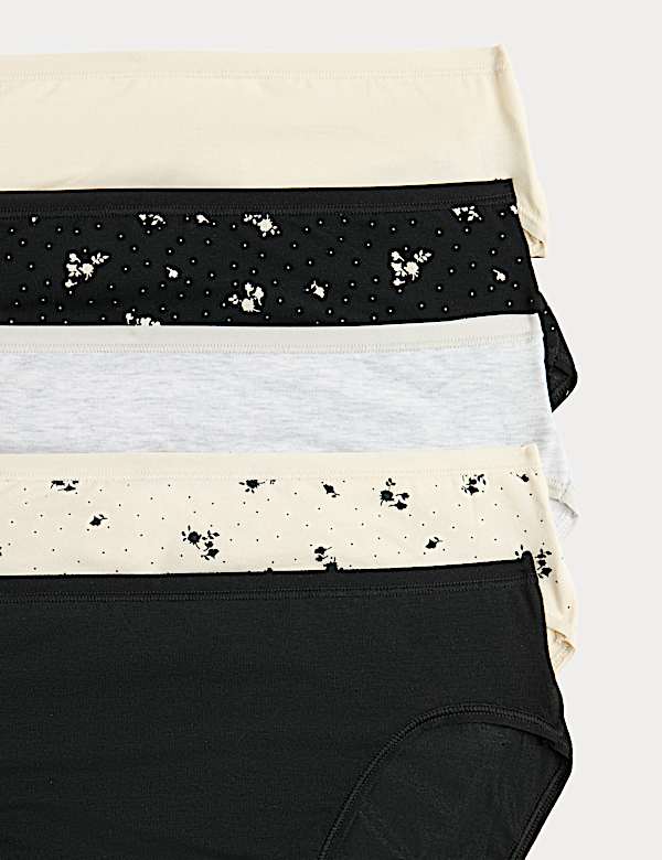 5pk Cotton Modal High Waisted High Leg Knickers