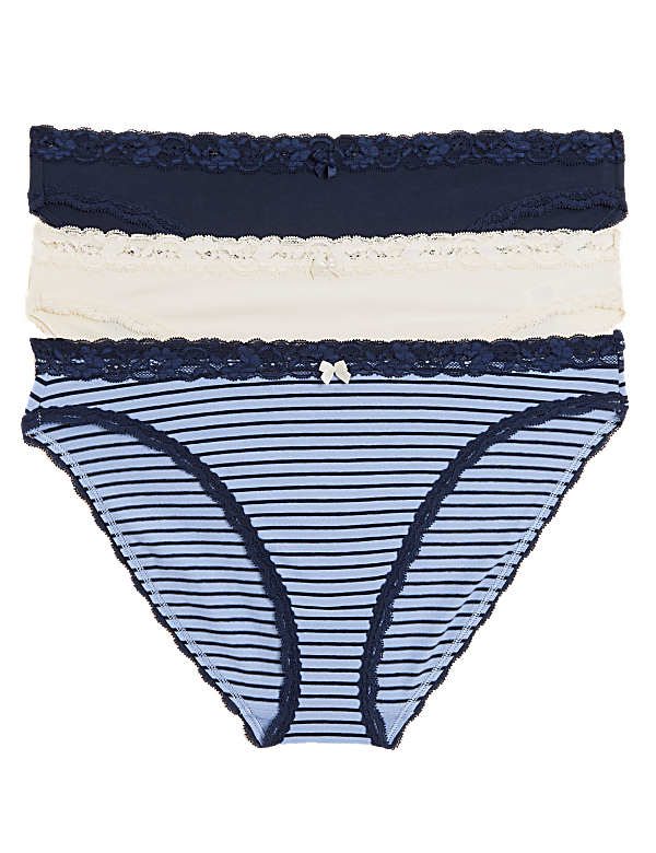 3pk Cotton Rich High Leg Knickers