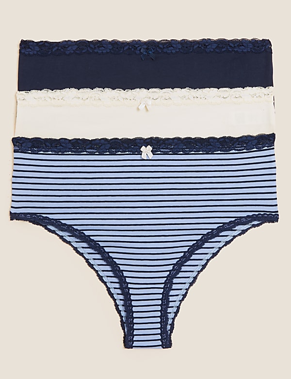 3pk Cotton Rich High Waisted Brazilian Knickers