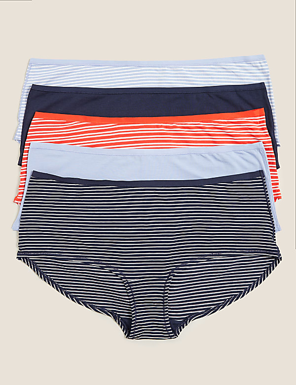 5pk Cotton Printed Stripe Shorts