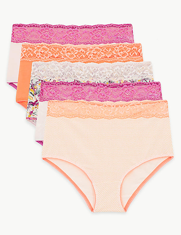 5 Pack Cotton Rich Lace Full Briefs