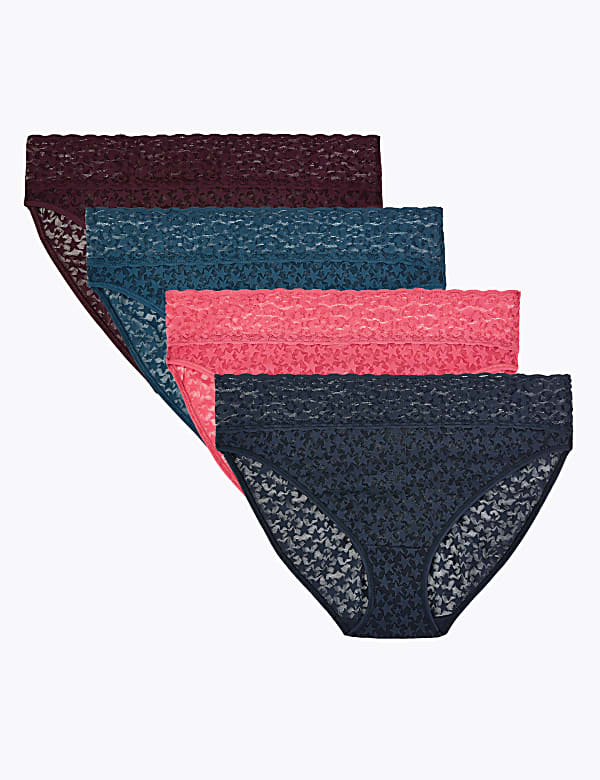 4 Pack Lace High Leg Knickers