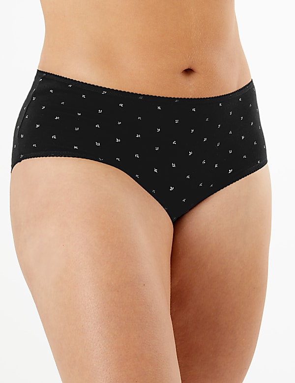 5pk Cotton Rich Floral Midi Knickers