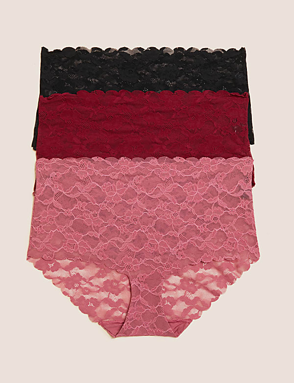 3pk Freecut Lace High Rise Knicker Shorts