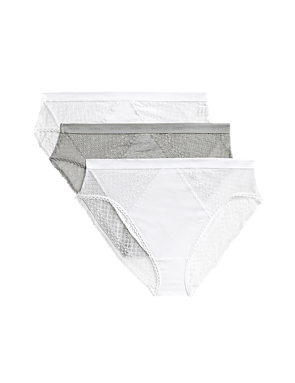 3pk Cotton High Waisted High Leg Knickers