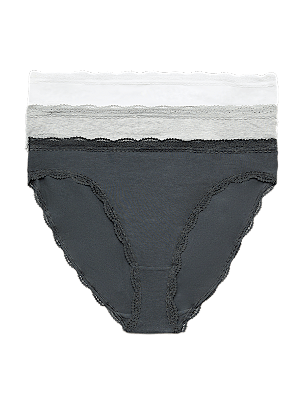 3pk Cotton Rich High Leg Knickers