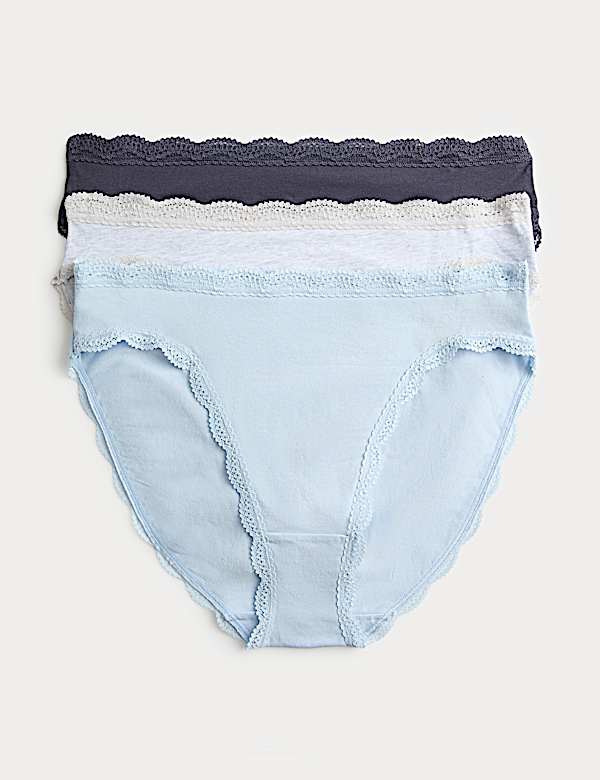 3pk Cotton Rich High Leg Knickers