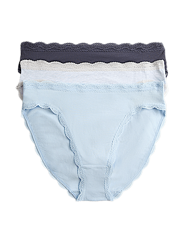 3pk Cotton Rich High Leg Knickers