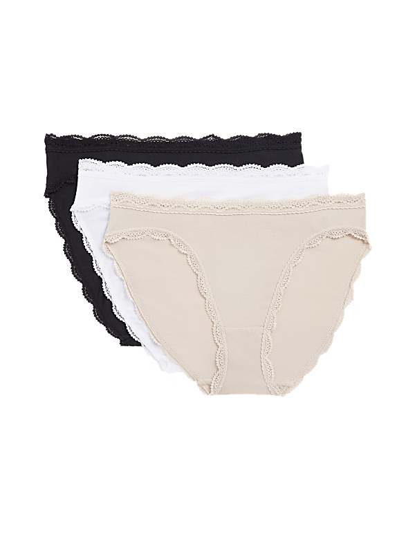 3pk Cotton Rich High Leg Knickers