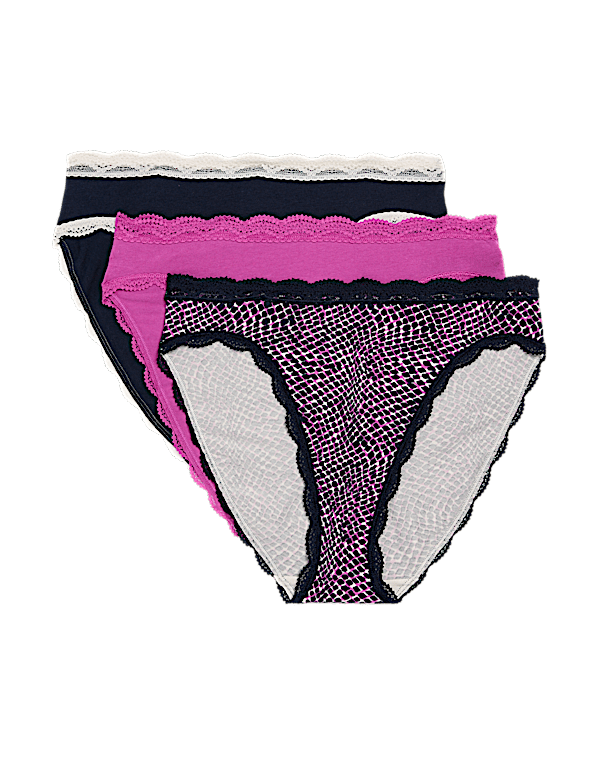 3pk Cotton Rich High Leg Knickers