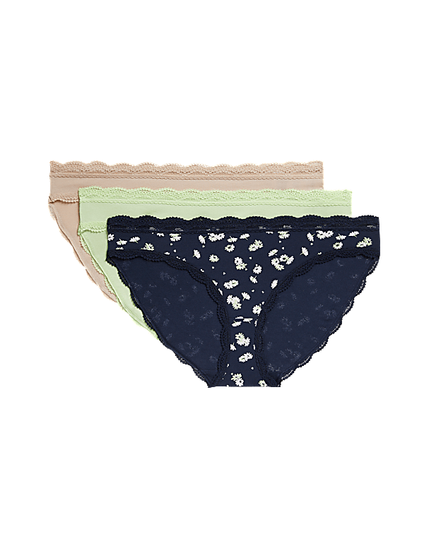 3pk Cotton Rich Printed Bikini Knickers