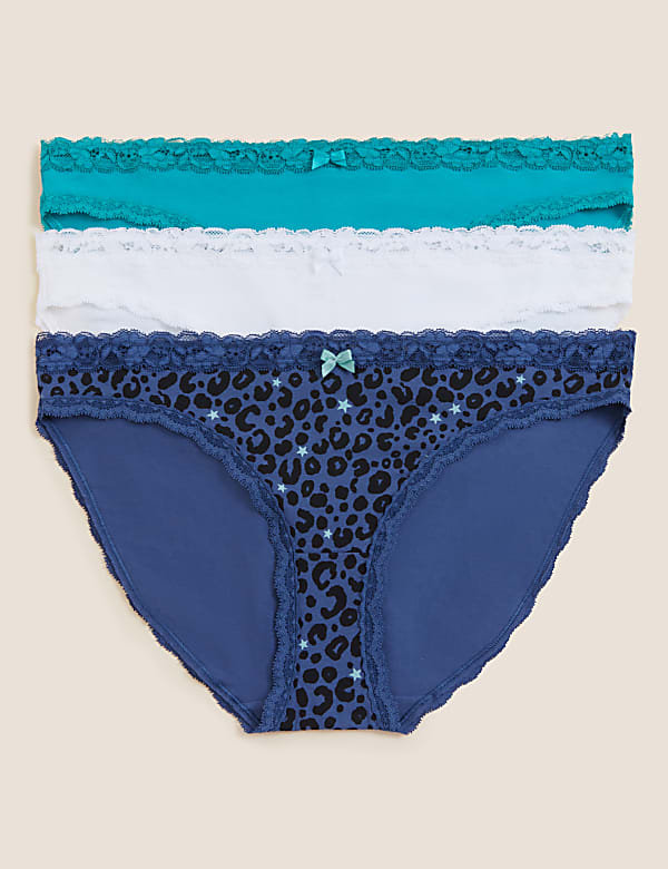 3pk Cotton Rich Printed Bikini Knickers