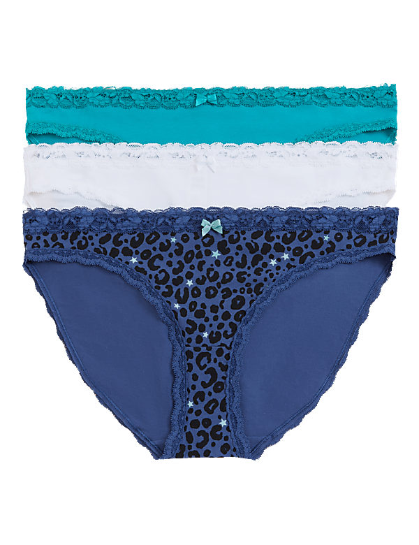 3pk Cotton Rich Printed Bikini Knickers