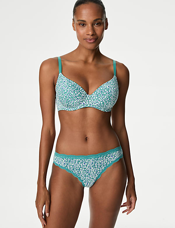 Εμπριμέ σλιπ μπικίνι με υψηλή περιεκτικότητα σε βαμβάκι σε σετ των 3 - GR