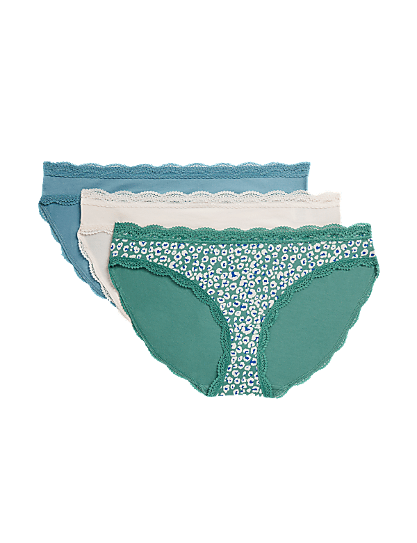 3pk Cotton Rich Printed Bikini Knickers