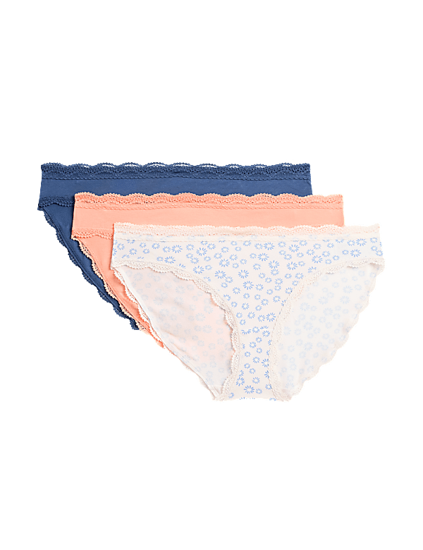 3pk Cotton Rich Printed Bikini Knickers