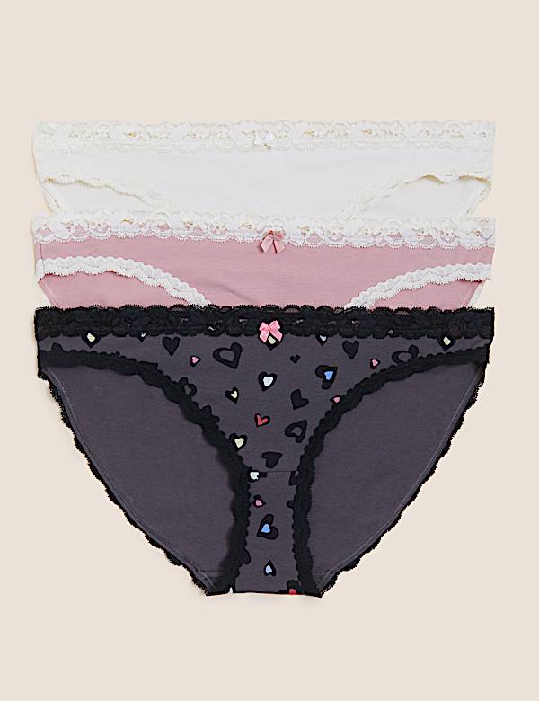 3pk Cotton Rich Printed Bikini Knickers