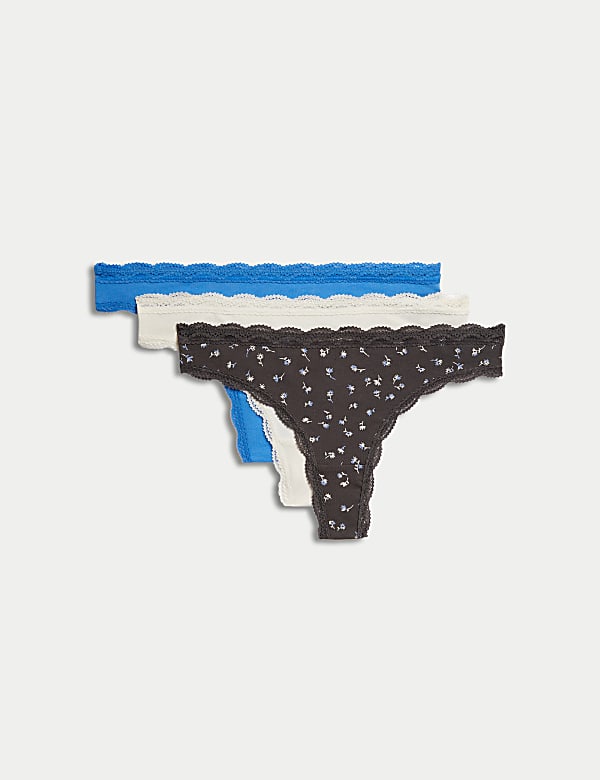 3pk Cotton Blend Thongs - GR