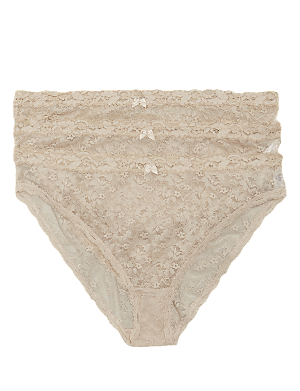 3pk Lace High Leg Knickers