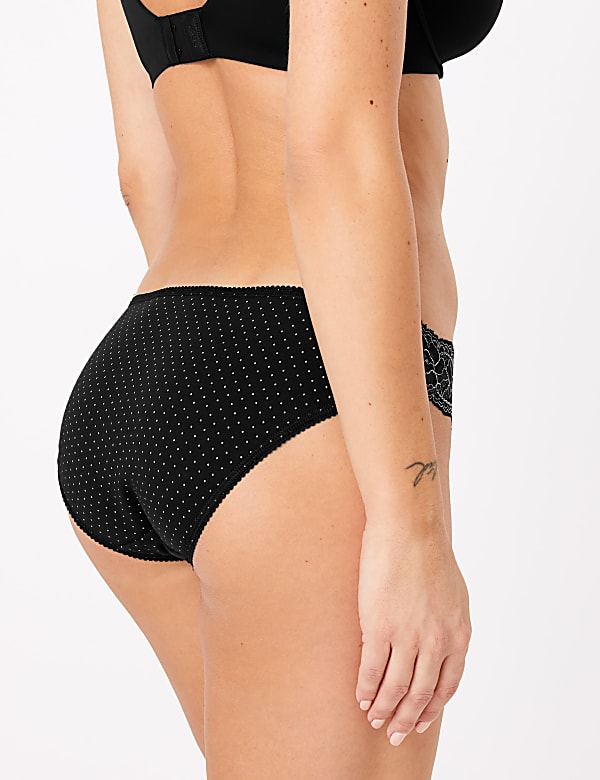 5pk Cotton Lycra® & Lace Bikini Knickers