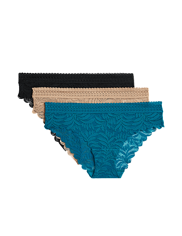 3pk Flexifit™ Lace Brazilian Knickers