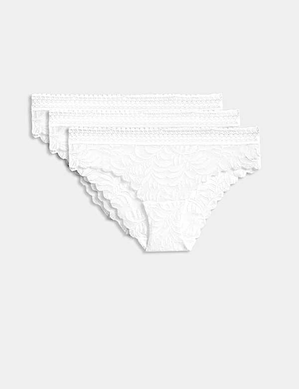 3pk Flexifit™ Lace Brazilian Knickers