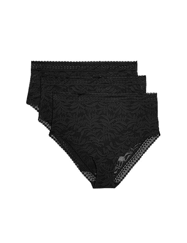 3pk Flexifit™ Lace High Waisted Brazilian Knickers