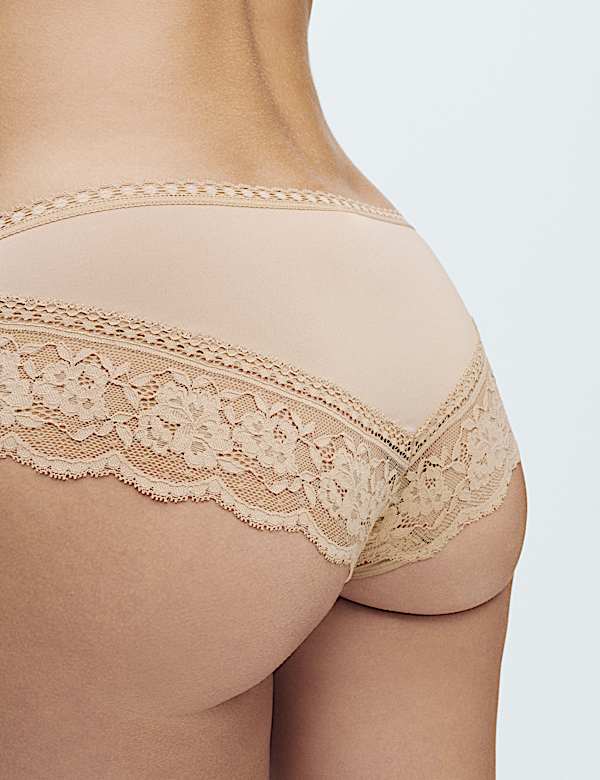 3pk Lace Trim Brazilian Knickers - HR