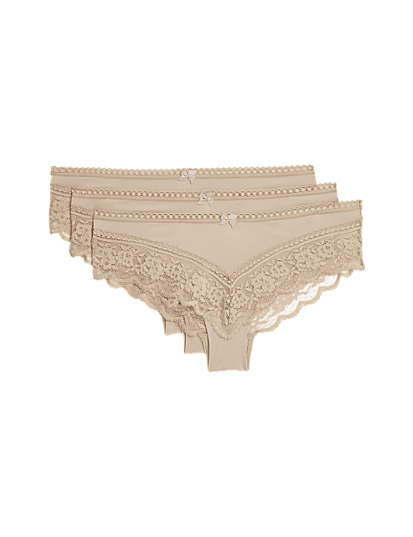 3pk Lace Trim Brazilian Knickers