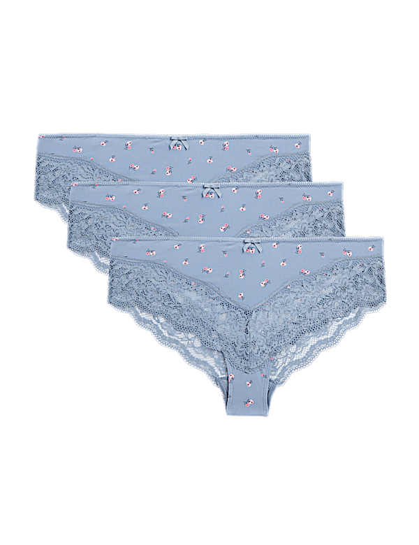 3pk Lace Trim Brazilian Knickers
