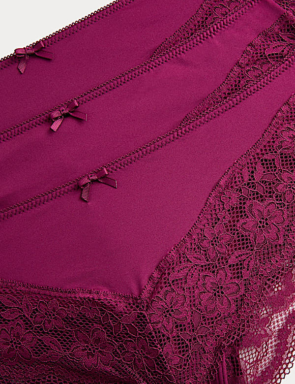 3pk Lace Trim Brazilian Knickers