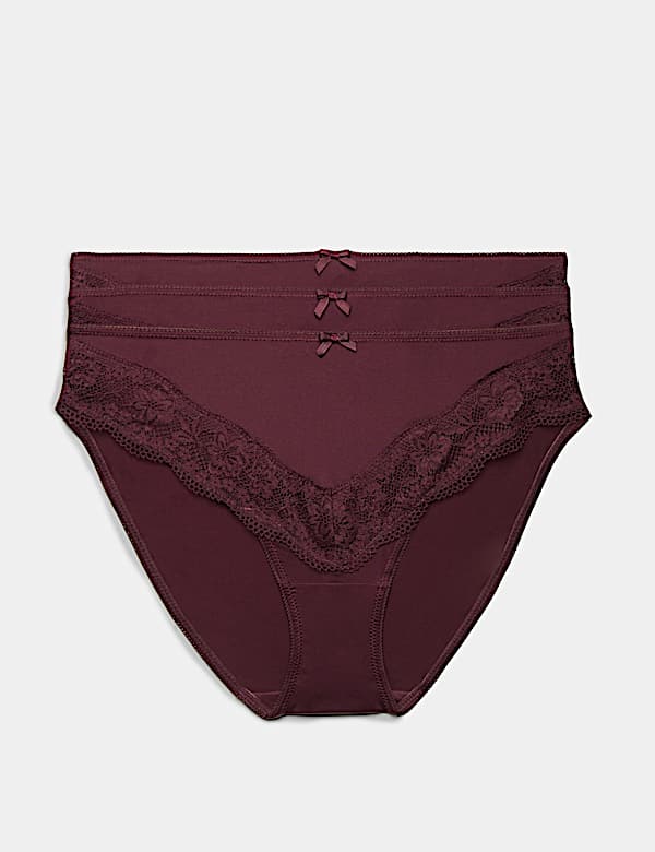 3 Pack Jasmine Lace Trim High Leg Knickers