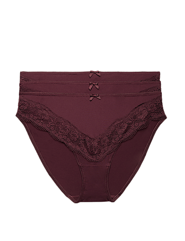 3 Pack Jasmine Lace Trim High Leg Knickers