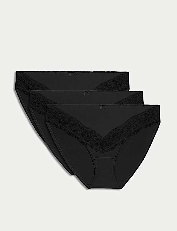 3 Pack Jasmine Lace Trim High Leg Knickers