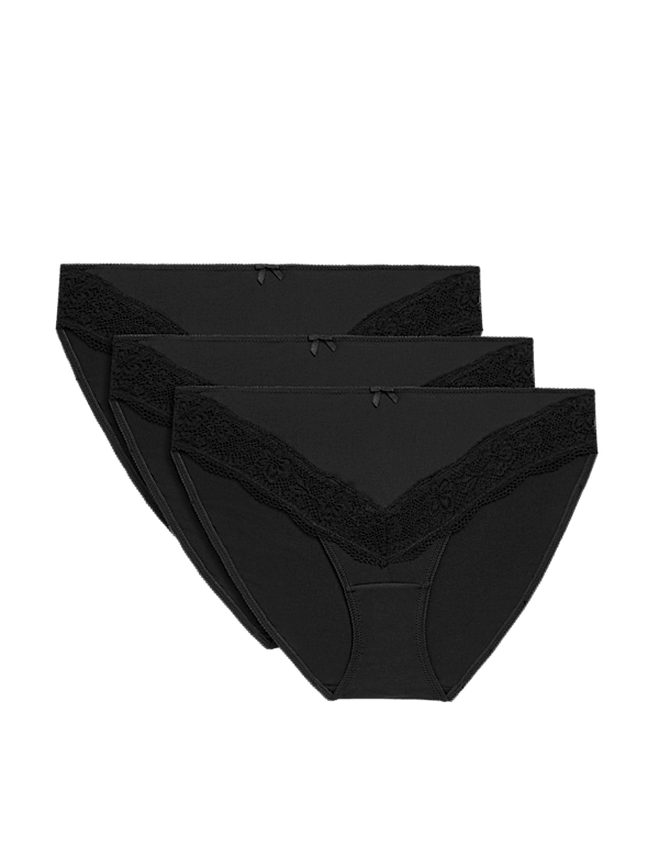 3 Pack Jasmine Lace Trim High Leg Knickers