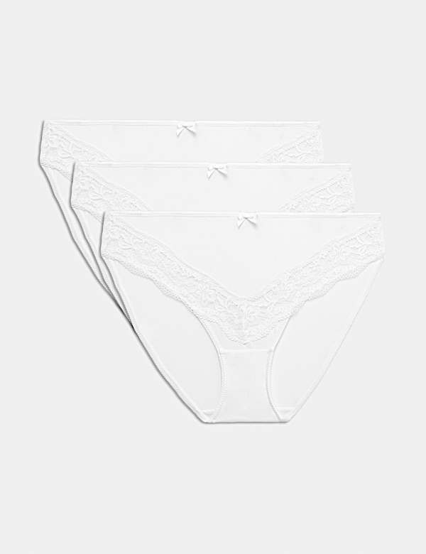 3 Pack Jasmine Lace Trim High Leg Knickers
