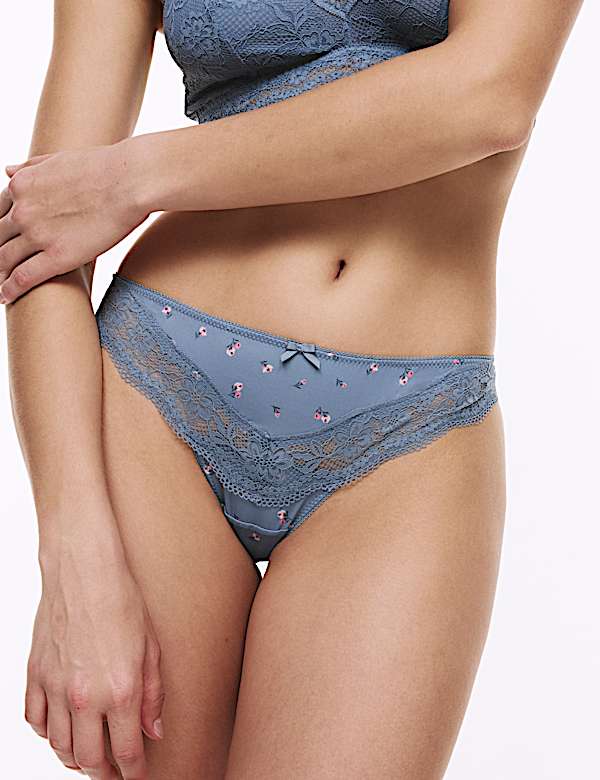 3pk Lace Trim Thongs - NO