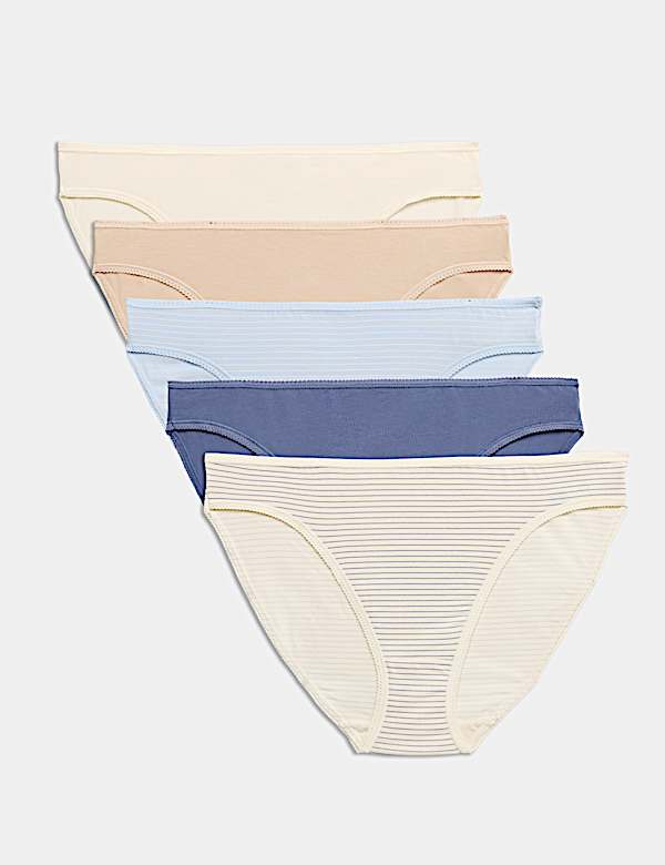 5pk Cotton Rich Lycra&reg; High Leg Knickers